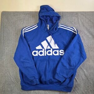 Adidas Men's Hoodie XL Blue Pullover Sweatshirt 3-Stripe Logo